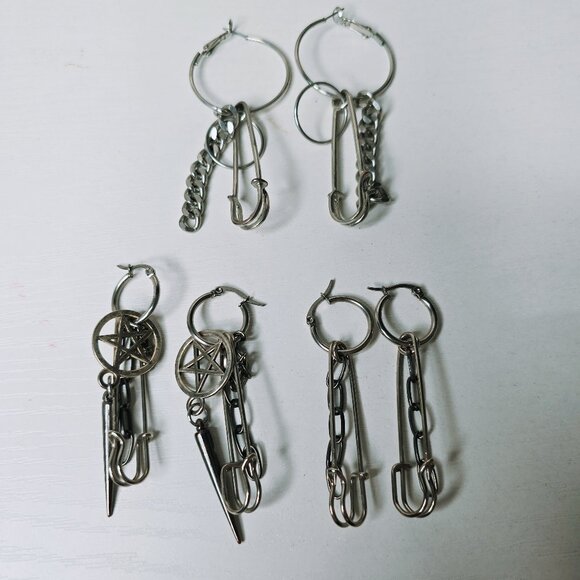 Hot Topic Jewelry - Hot Topic chain and safety pin earrings - set of 3